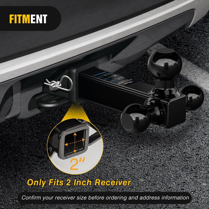 Nilight Trailer Hitch Ball Mount, 1-7/8 Inch, 2 Inch, 2-5/16 Inch Balls, Fits 2 Inch Square Receiver, 10,000 lbs - Image 5
